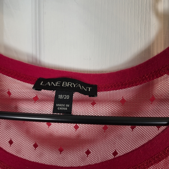 Lane Bryant Red Swiss Dot Mesh Bell Sleeve Tunic – Romantic Plus Size 18/20 - Picture 8 of 9